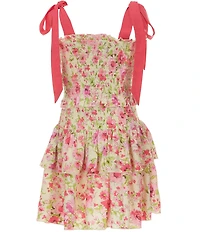 KatieJNYC Big Girls Emerson Floral Print Tie Dress