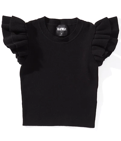 KatieJNYC Big Girls Flutter Sleeve Isla Sweater-Knit Top