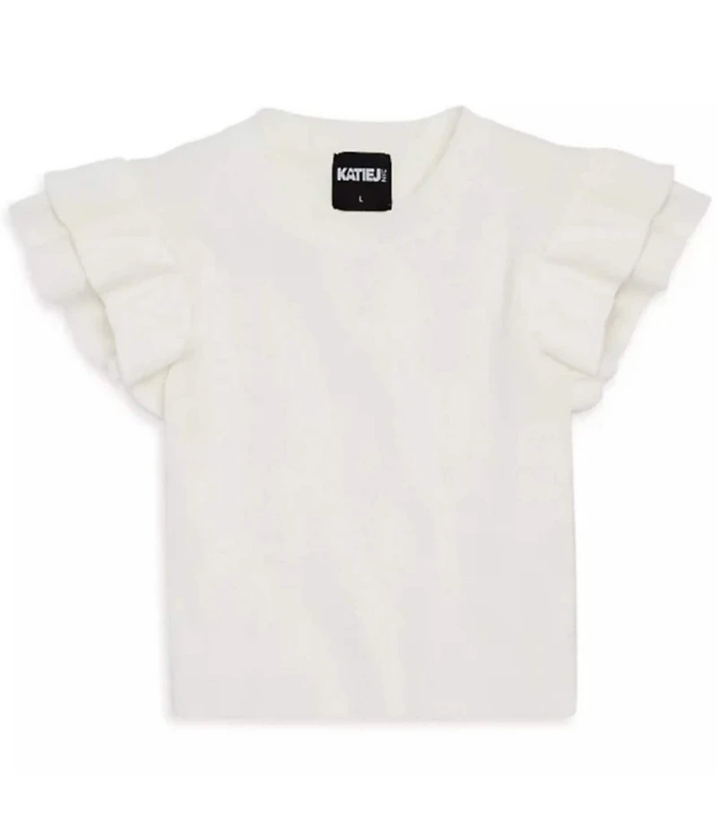 KatieJNYC Big Girls Flutter Sleeve Isla Sweater-Knit Top