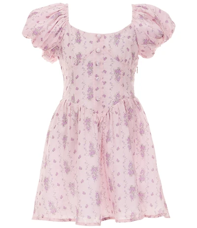 KatieJNYC Big Girls Greta Floral Short Sleeve Smocked Back Fit & Flare Dress