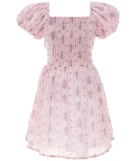 KatieJNYC Big Girls Greta Floral Short Sleeve Smocked Back Fit & Flare Dress