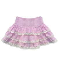 KatieJNYC Big Girls Melody Gingham Eyelet Trim Skirt