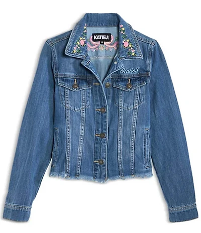 KatieJNYC Big Girls Newport Embroidered Denim Jacket