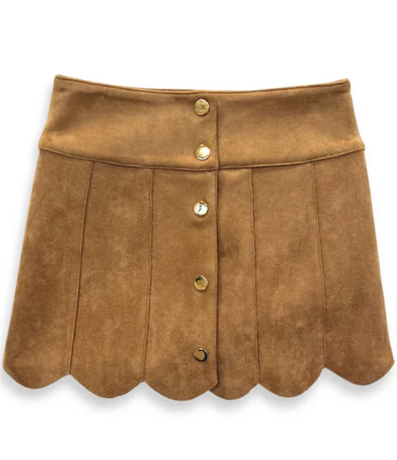 KatieJNYC Big Girls Scalloped-Hem Faux-Suede Skirt