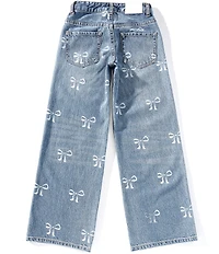 KatieJNYC Big Girls Chicago Bow-Embroidered-Pocket Low-Rise Wide-Leg Jeans