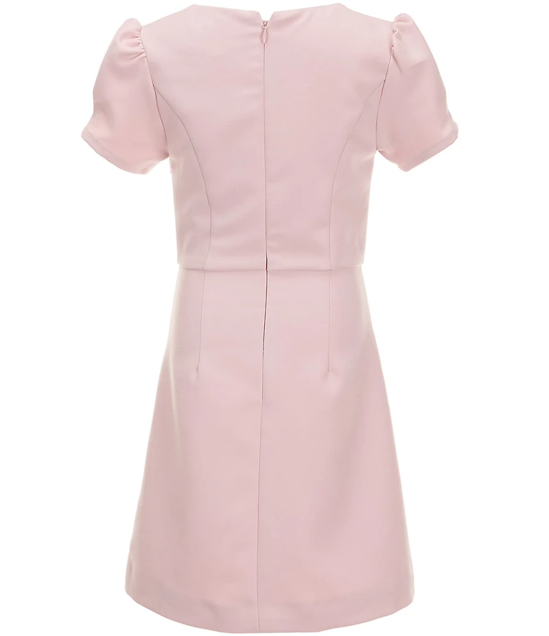 KatieJNYC Big Girls Cora Puff Sleeve Rhinestone Bow Mini Dress