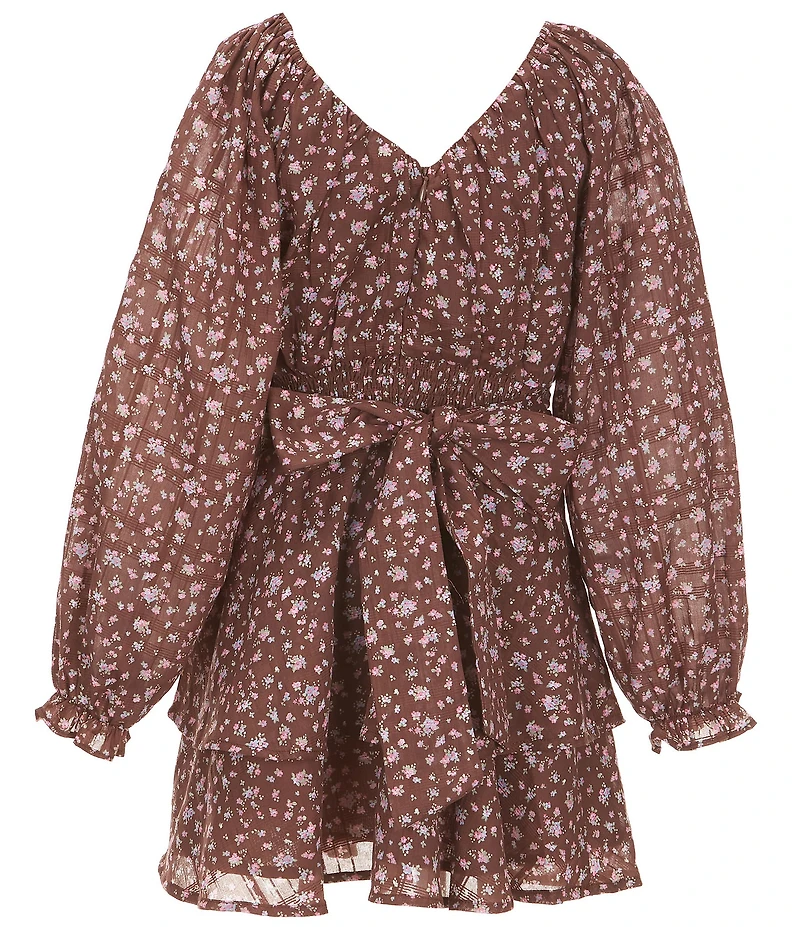 KatieJNYC Big Girls Delilah Floral Print Long Sleeve Fit & Flare Dress