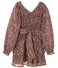 KatieJNYC Big Girls Delilah Floral Print Long Sleeve Fit & Flare Dress
