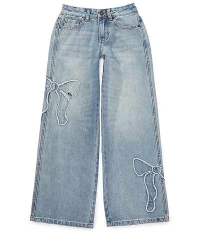 KatieJNYC Big Girls Distressed Bow Applique Jeans