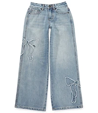 KatieJNYC Big Girls Distressed Bow Applique Jeans