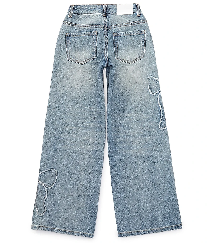 KatieJNYC Big Girls Distressed Bow Applique Jeans