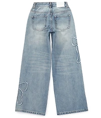 KatieJNYC Big Girls Distressed Bow Applique Jeans