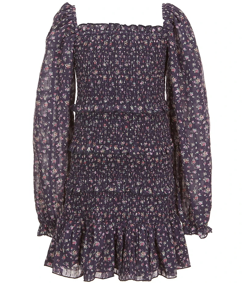 KatieJNYC Big Girls Laila Floral Long Sleeve Smocked Dress