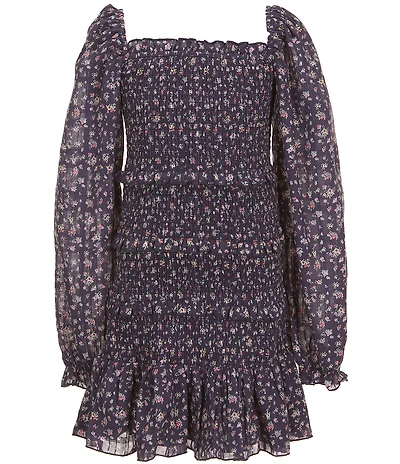 KatieJNYC Big Girls Laila Floral Long Sleeve Smocked Dress