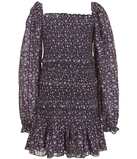 KatieJNYC Big Girls Laila Floral Long Sleeve Smocked Dress
