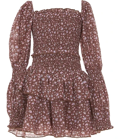 KatieJNYC Big Girls Lainey Floral Long Sleeve Fit-And-Flare Dress