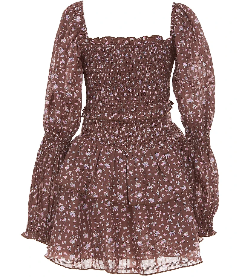 KatieJNYC Big Girls Lainey Floral Long Sleeve Fit-And-Flare Dress