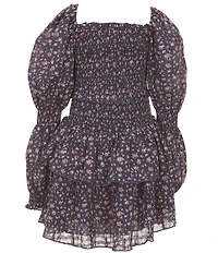 KatieJNYC Big Girls Lainey Long Floral Print Sleeve Fit-And-Flare Dress