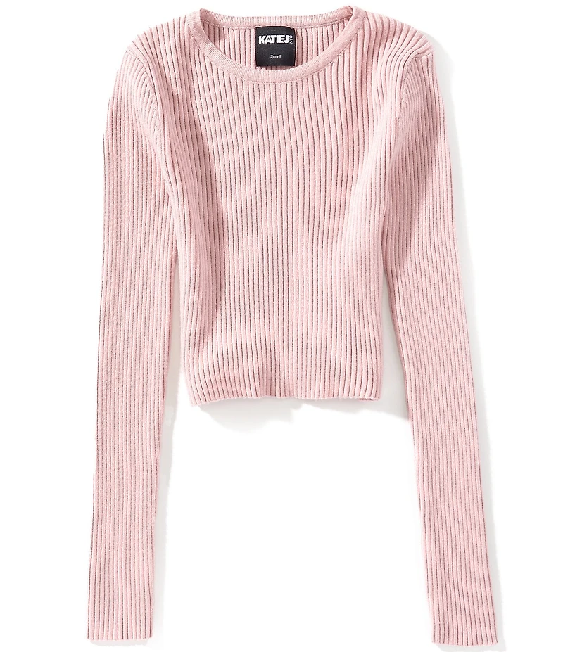 KatieJNYC Big Girls Long Sleeve Jeannie Rib Knit Sweater
