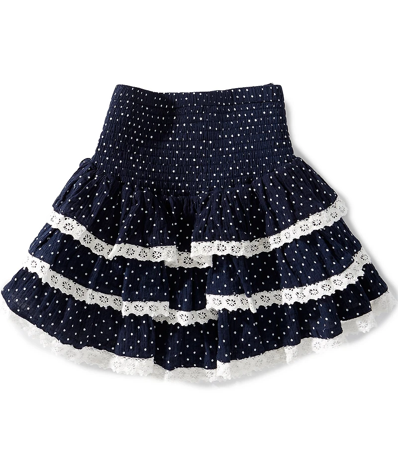 KatieJNYC Big Girls Melody Wallpaper Print Lace-Trimmed Skirt