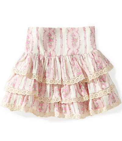 KatieJNYC Big Girls Melody Wallpaper Floral Print Lace Trimmed Skirt