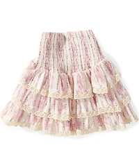 KatieJNYC Big Girls Melody Wallpaper Floral Print Lace Trimmed Skirt