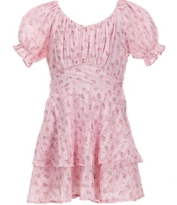 KatieJNYC Big Girls Puff-Sleeve Ditsy-Floral-Printed Peasant Dress