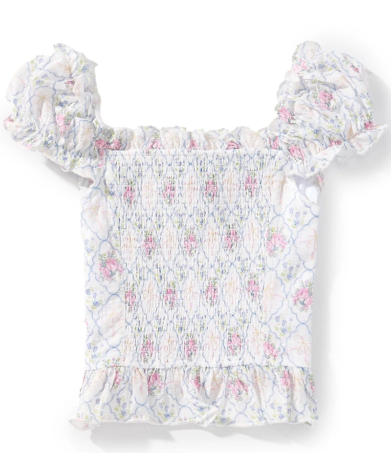 KatieJNYC Big Girls Puff Sleeve Floral Bouquet Top