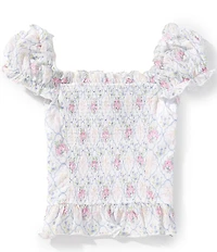 KatieJNYC Big Girls Puff Sleeve Floral Bouquet Top