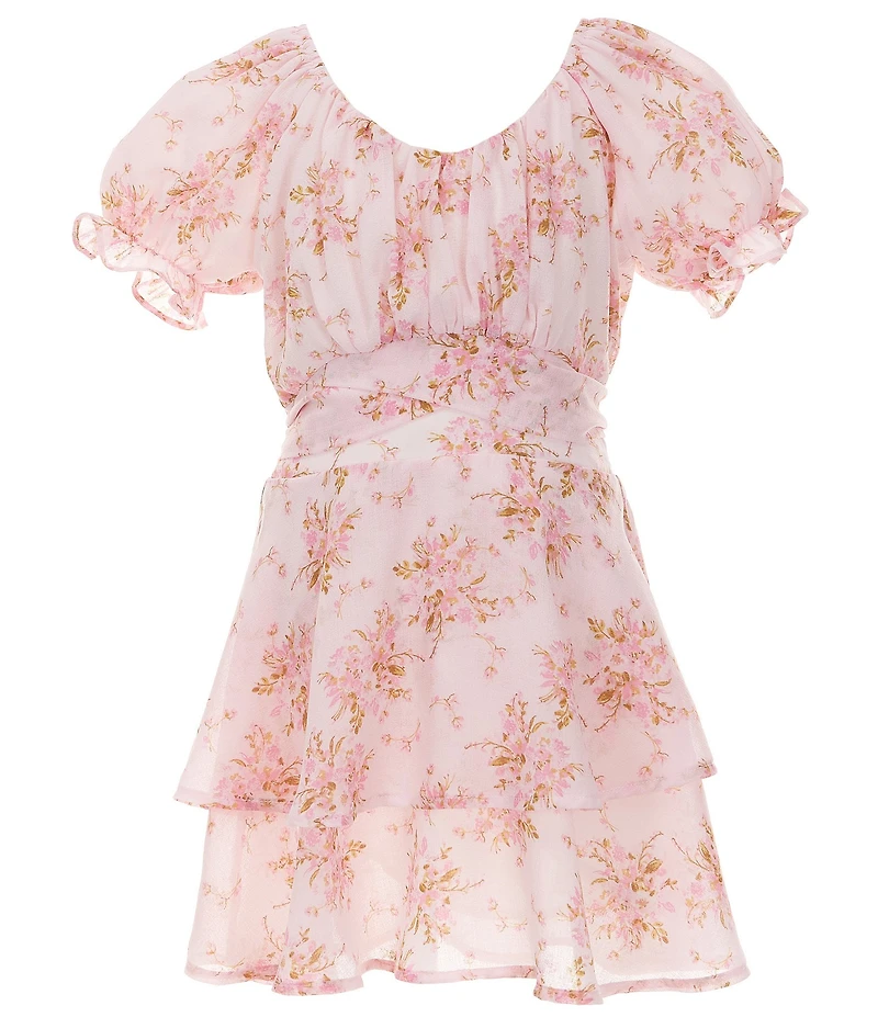 KatieJNYC Big Girls Puff Sleeve Floral Print Delilah Dress