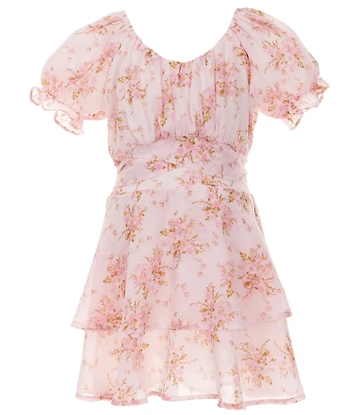 KatieJNYC Big Girls Puff Sleeve Floral Print Delilah Dress