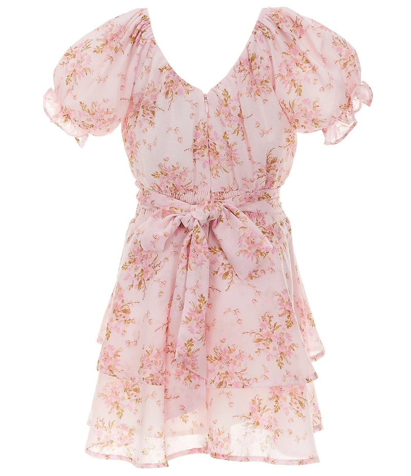 KatieJNYC Big Girls Puff Sleeve Floral Print Delilah Dress