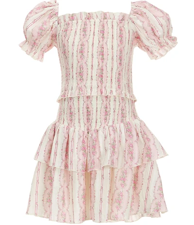 KatieJNYC Big Girls Puffed-Sleeve Lainey Printed Fit-And-Flare Dress