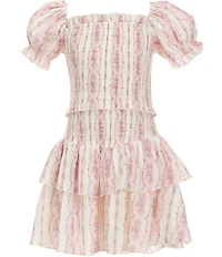 KatieJNYC Big Girls Puffed-Sleeve Lainey Printed Fit-And-Flare Dress