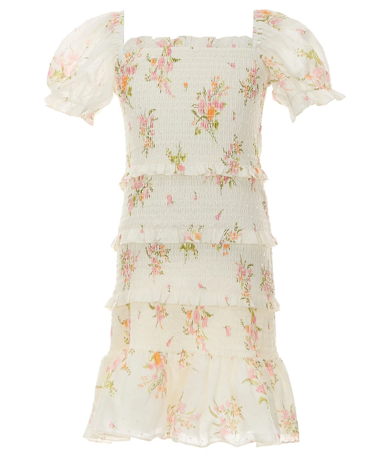 KatieJNYC Big Girls Short Puff Sleeve Smocked Wildflower Laila Dress