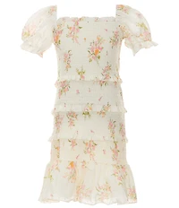 KatieJNYC Big Girls Short Puff Sleeve Smocked Wildflower Laila Dress