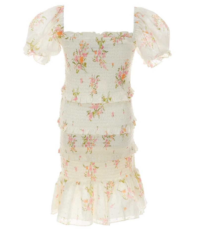 KatieJNYC Big Girls Short Puff Sleeve Smocked Wildflower Laila Dress