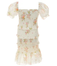 KatieJNYC Big Girls Short Puff Sleeve Smocked Wildflower Laila Dress