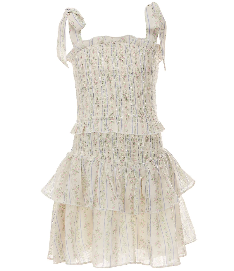 KatieJNYC Big Girls Shoulder Tie Emerson Floral Printed Dress