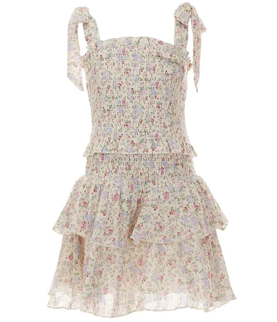 KatieJNYC Big Girls Shoulder Tie Emerson Floral Printed Dress