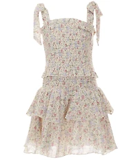 KatieJNYC Big Girls Shoulder Tie Emerson Floral Printed Dress