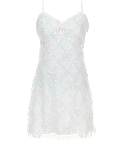 KatieJNYC Big Girls Sleeveless Diamond-Pattern/Beaded-Bow A-Line Dress