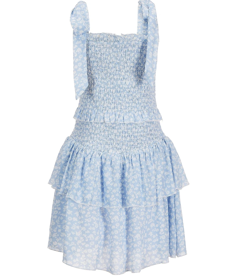 KatieJNYC Big Girls Sleeveless Emerson Printed Tie-Shoulder Fit-And-Flare Dress