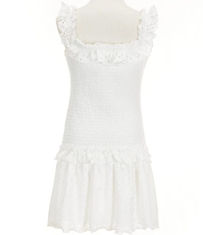 KatieJNYC Big GIrls Sleeveless Fitz Eylet-Embroidered Drop-Waist Dress