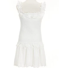 KatieJNYC Big GIrls Sleeveless Fitz Eylet-Embroidered Drop-Waist Dress
