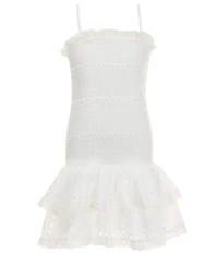 KatieJNYC Big Girls Sleeveless Melinda Strapless Eyelet Lace Ruffled Drop Waist Dress