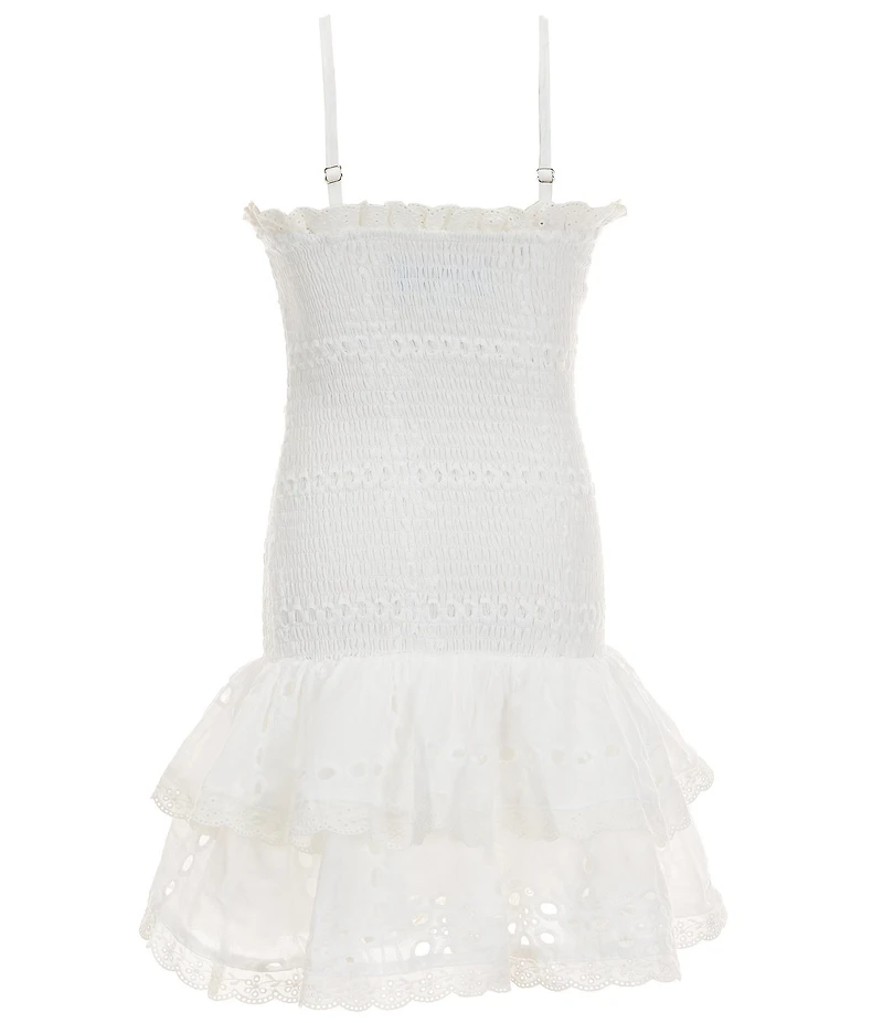 KatieJNYC Big Girls Sleeveless Melinda Strapless Eyelet Lace Ruffled Drop Waist Dress