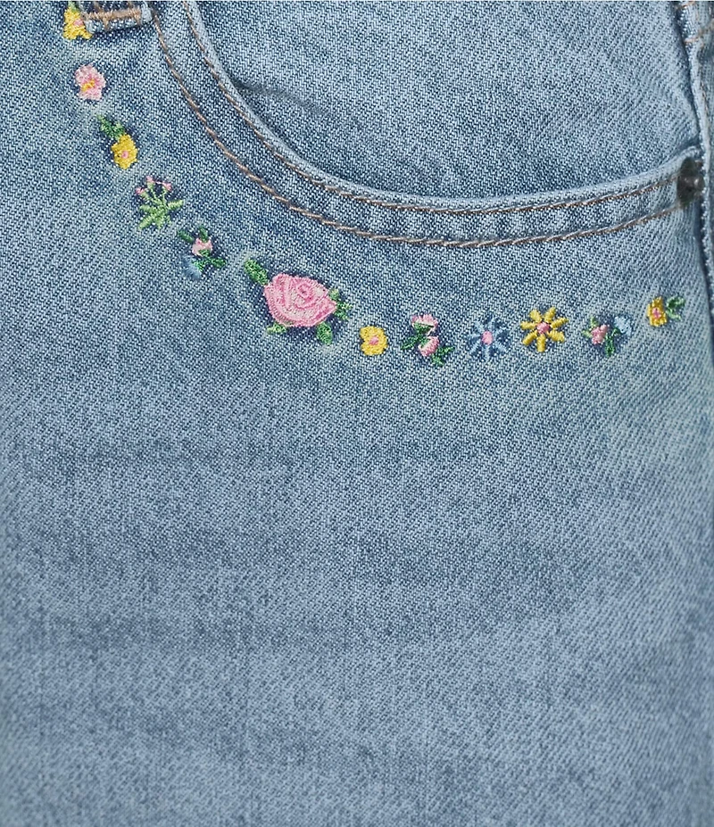KatieJNYC Chicago Embroidered Wide Leg Denim Jeans