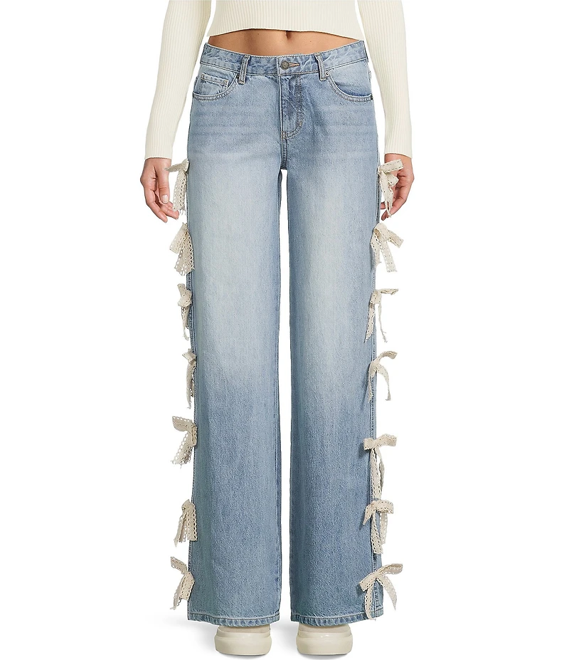 KatieJNYC Chicago Lace Bow Low Rise Jeans