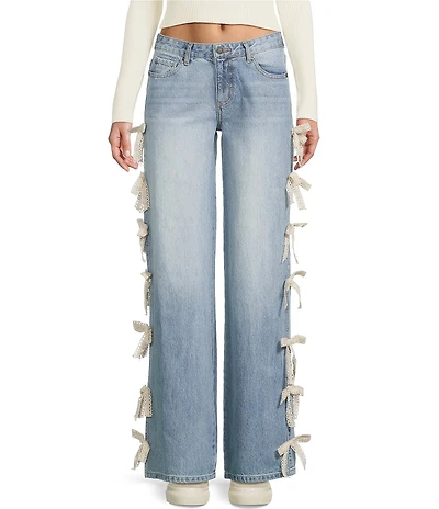 KatieJNYC Chicago Lace Bow Low Rise Jeans